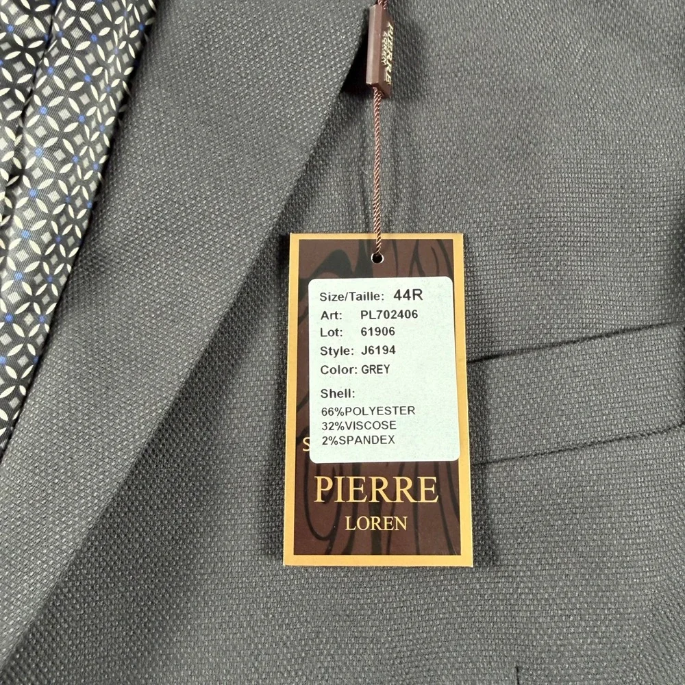 Pierre Loren Blazer Mens 44R Grey Classic Fit Two Button Sport Coat PL702406 NWT